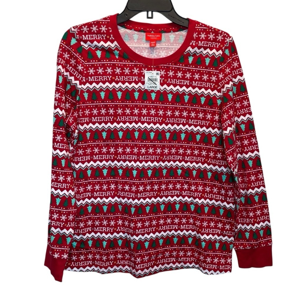 Holiday Lane Merry Mix It Cotton Matching Family Pajamas TOP ONLY Large New